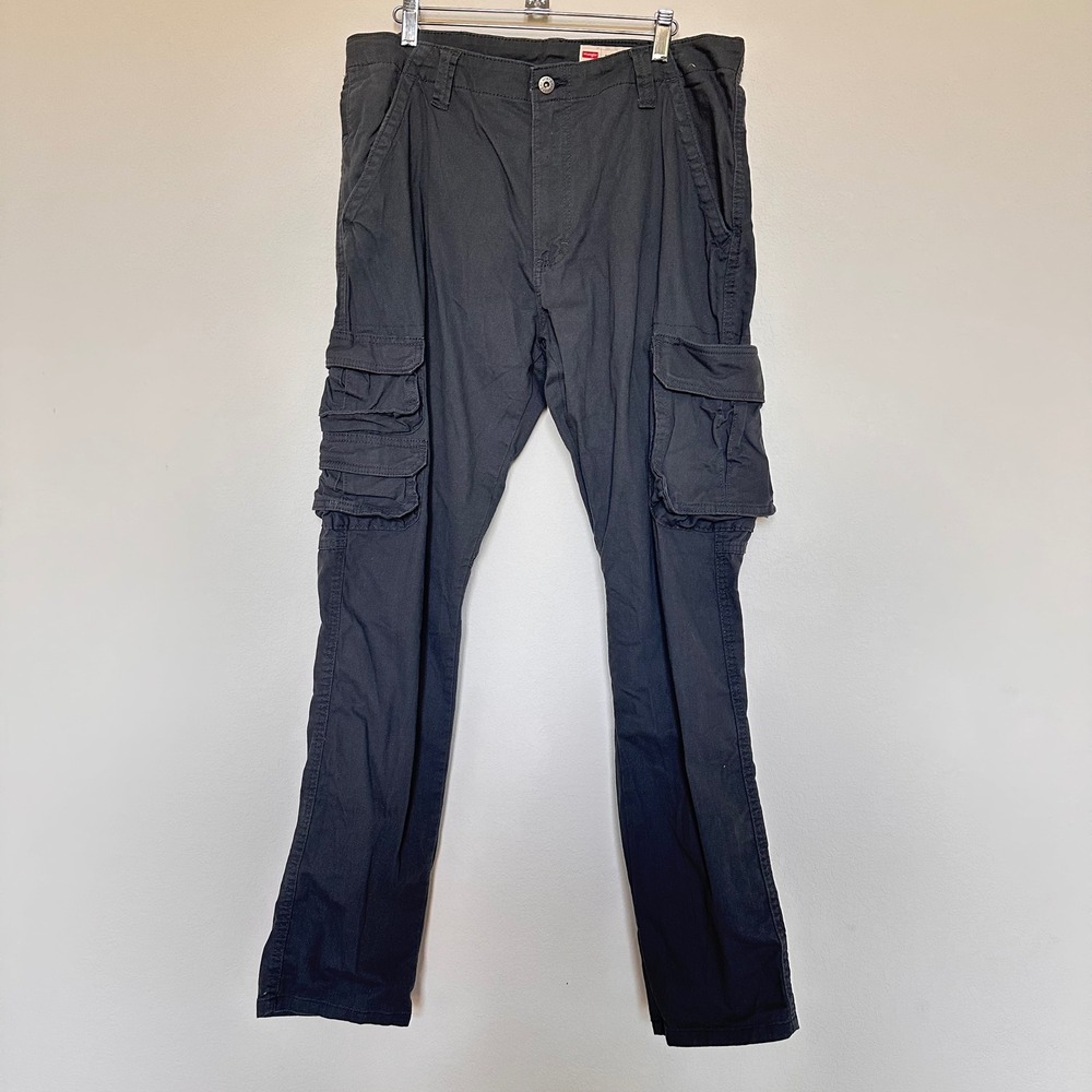 Wrangler Regular Taper Cargo Pants Mens 34x32 Charcoal Gray Stretch 1070DYWAS